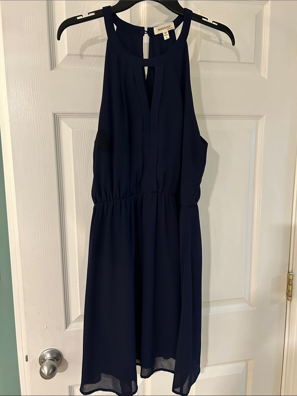Monteau Navy Halter Midi Dress